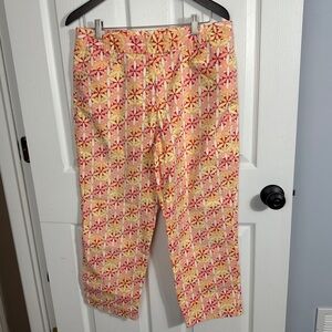 Talbots mid-mod floral stretch crops, size 12, cotton blend, spring, summer